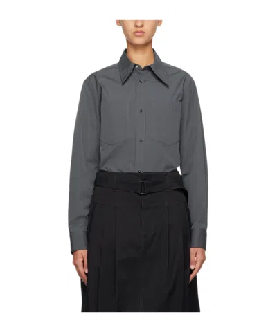 Lemaire Long-sleeved Button Shirt In Black