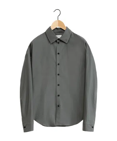 Lemaire Long-sleeved Button-up Shirt In Green