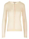 Lemaire Long-sleeve Ribbed Top In Neutrals