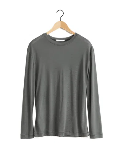 Lemaire Long-sleeved Crewneck T-shirt In Gray