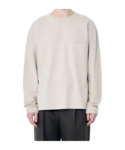 Lemaire Long Sleeved Crewneck T-shirt In White