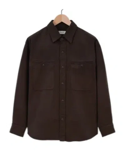 Lemaire Long-sleeved Denim Shirt In Black