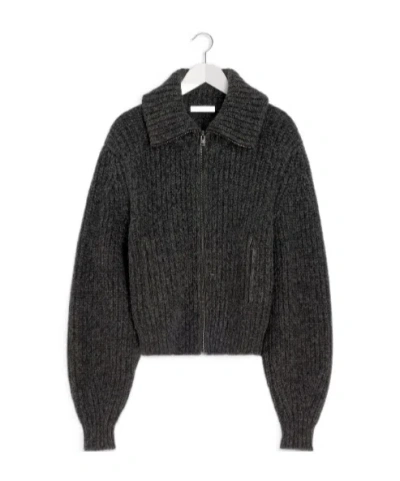 Lemaire Long-sleeved Knitted Cardigan In Black