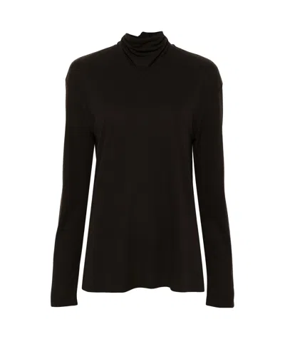 Lemaire Long-sleeved Knitted Jumper In Black