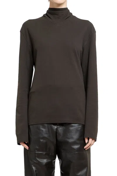 Lemaire Long-sleeved Knitted Jumper In Brown