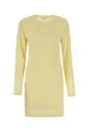 Lemaire Crew Neck Cotton Dress With Long Sleeves In Pale Canary
