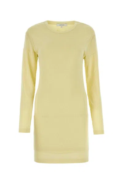 Lemaire Long Sleeved Knitted Mini Dress In Pale Canary