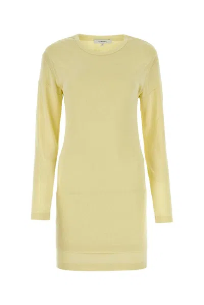 Lemaire Long Sleeved Knitted Mini Dress In Yellow