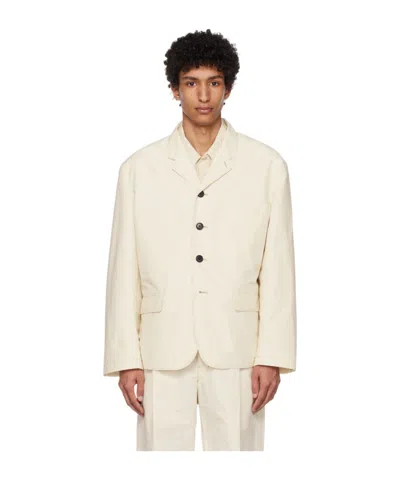 Lemaire Long-sleeved Lapel Casual Jacket In White