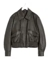 Lemaire Brown Soft Nappa Leather Jacket In Black