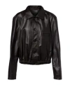 Lemaire Buttoned-up Elasticated Leather Jacket In Black