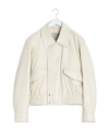Lemaire Long-sleeved Leather Jacket In Milky White