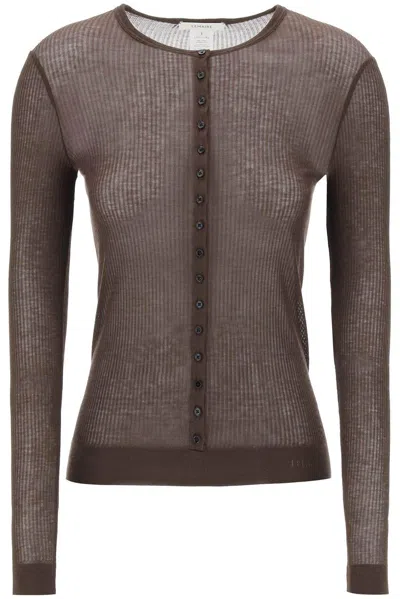 LEMAIRE LONG SLEEVED SEMI-SHEER RIBBED TOP