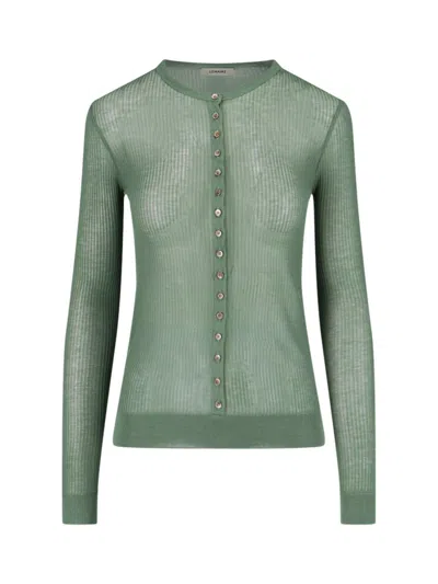 Lemaire Long Sleeved Semi-sheer Ribbed Top In Smoky Green