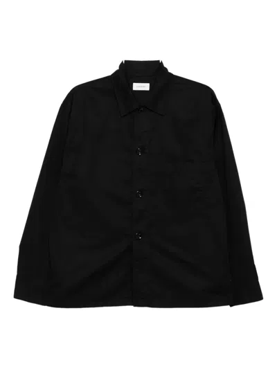 Lemaire Long-sleeved Shirt In Black