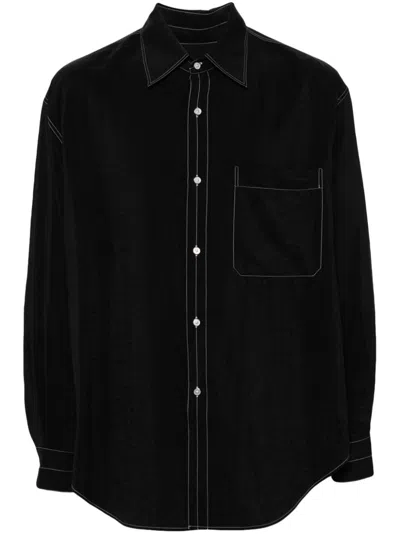 Lemaire Long-sleeved Shirt In Black