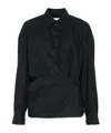 Lemaire Black Straight Collar Twisted Shirt In Black