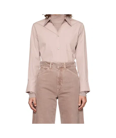 Lemaire Long-sleeved Shirt In Nude