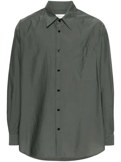 Lemaire Long-sleeved Shirt With Double Pocket In Grey