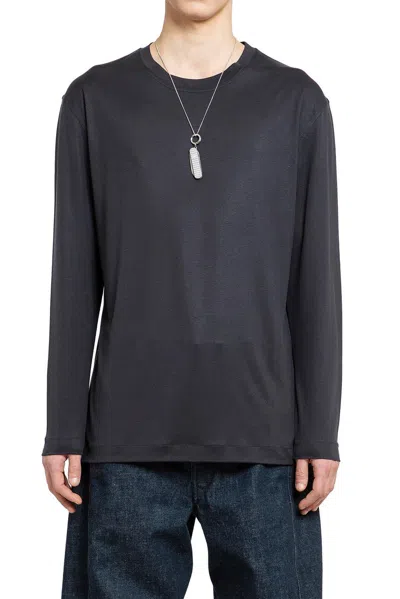 Lemaire Long-sleeved Straight Hem T-shirt In Caviar