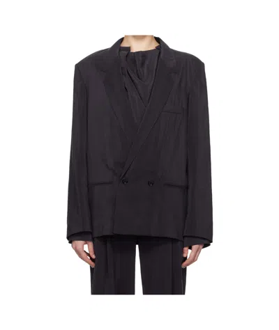 Lemaire Long-sleeved Suit Coat In Black