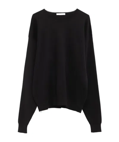 Lemaire Long Sleeved Crewneck Jumper In Black