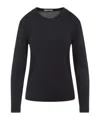 Lemaire Ribbed Crew Neck Long Sleeve Top In Black