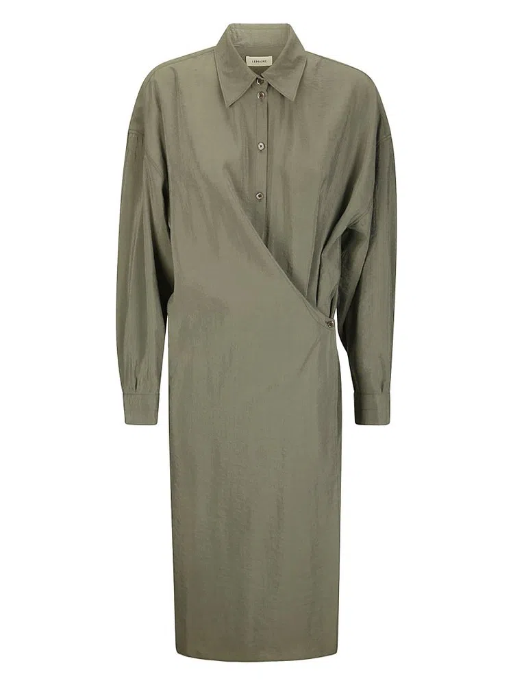 Lemaire long-sleeve silk-blend midi dress - Grey