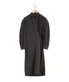 Lemaire Purple Straight Collar Twisted Midi Dress In Black