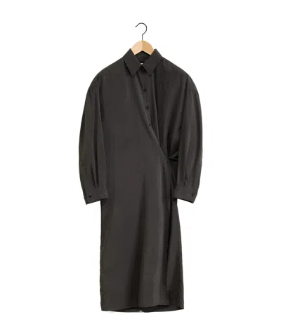 Lemaire Long Sleeved Twisted Midi Dress In Black