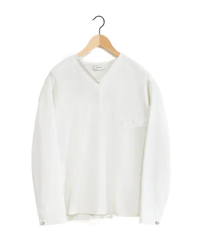 Lemaire White Poplin V-neck Shirt