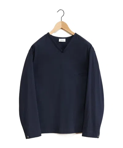 Lemaire Long-sleeved V-neck T-shirt In Black