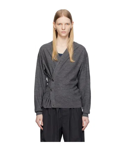 Lemaire Long-sleeved Wool Knitted Cardigan In Black