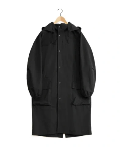 Lemaire Long Waterproof Parka Coat In Black