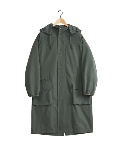 Lemaire Long Waterproof Parka Coat In Green
