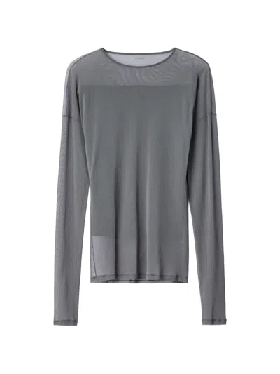 Lemaire Long-sleeve Ballerina-style Top In Mesh Jersey In Gray