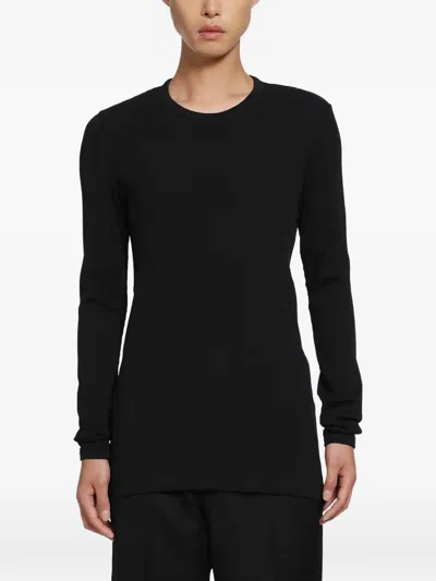 Lemaire Long-sleeve Ribbed T-shirt In Black