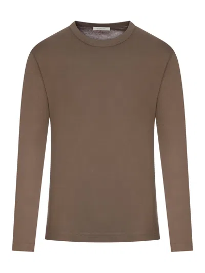 Lemaire Long-sleeved Cotton T-shirt In Nude