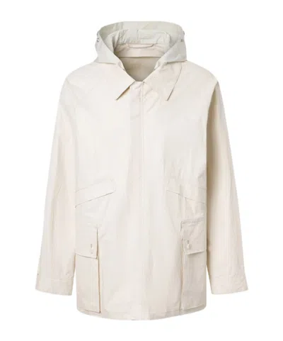 Lemaire Long-sleeved Hooded Raincoat In White