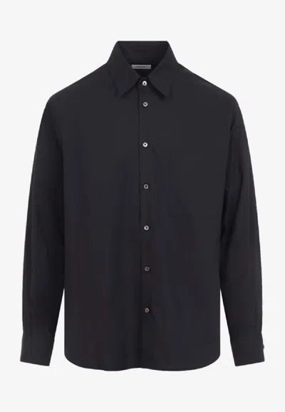 Lemaire Long-sleeved Regular Shirt In Black