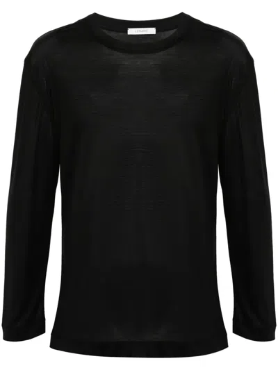 Lemaire Longsleeved Silk Jersey Top In Black