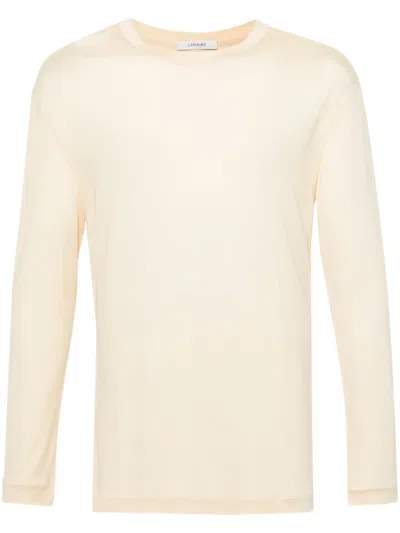 Lemaire Longsleeved Silk Jersey Top In Yellow