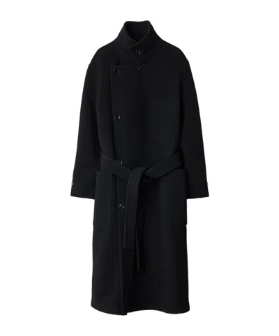 Lemaire Long-sleeved Wrap Coat In Blue