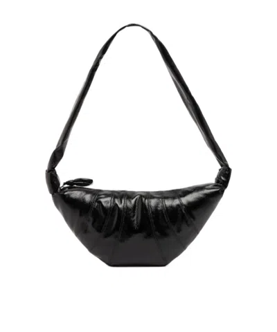 Lemaire Longstrap Crescent Bag In Black