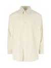 Lemaire Classic Collared Shirt With Curved Hem In Cream