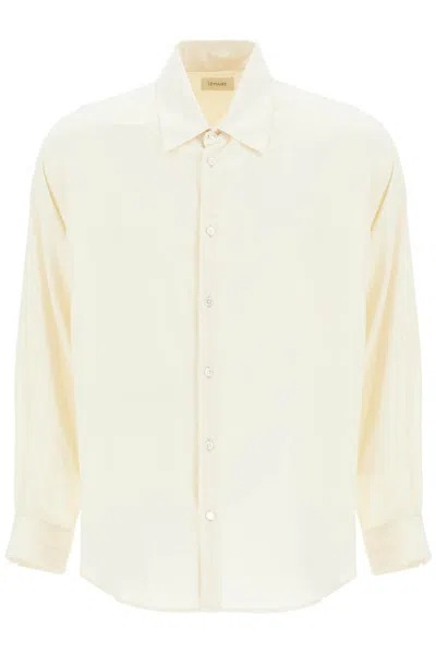 Lemaire Camicia Loose Fit In Misto Lana In White