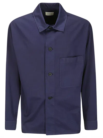 Lemaire Ls Pyjama Shirt In Blue Violet