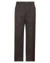 Lemaire Man Pants Dark Brown Size 36 Polyester, Wool