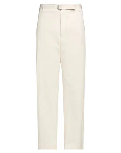 Lemaire Man Pants Ivory Size 36 Cotton In White