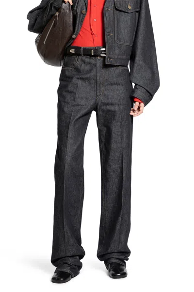 Lemaire Versized Barrel Leg Workwear Pants In Black
